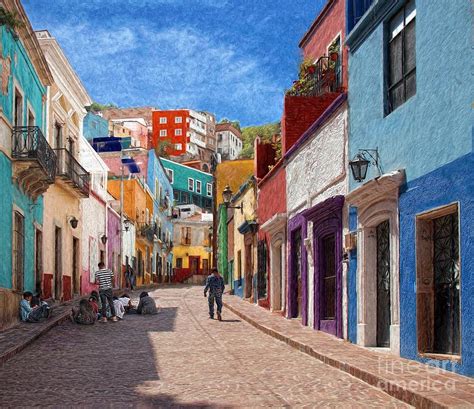 Art Students Drawing A Street In Guanajuato Photograph by John Kolenberg