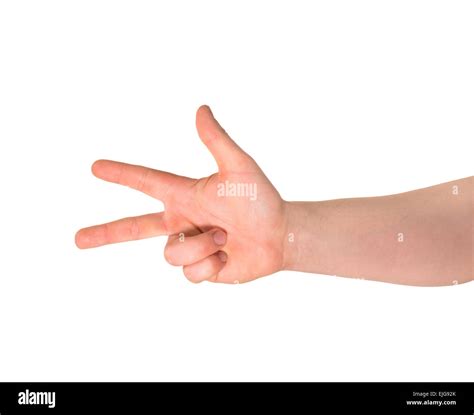 Three finger hand gesture sign isolated Stock Photo - Alamy