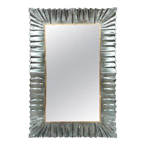 Rectangular Murano Sea Green Glass Framed Mirror For Sale at 1stdibs