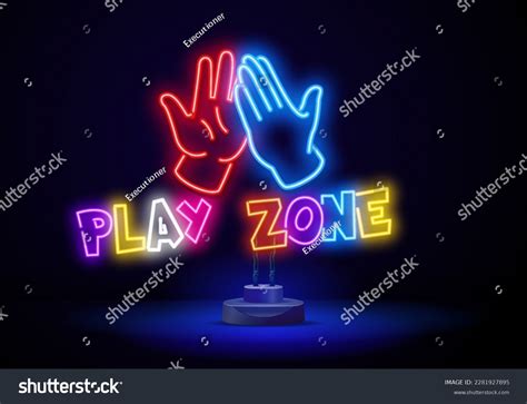 Kids Zone Neon Sign Bright Signboard Stock Vector (Royalty Free ...