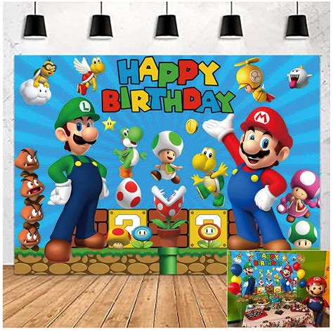 Buy 5x3ft Super Mario Backdrop Super Uncle Bros with Mushrooms ...