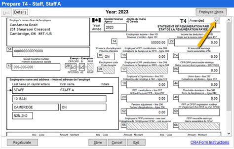 Amended T4 Fillable Form - Printable Forms Free Online