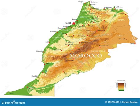 Morocco physical map stock vector. Illustration of geography - 155756449