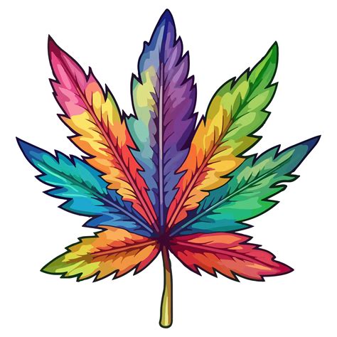 Colorful Marijuana Weed Leaf modern pop art style, Cannabis Sticker ...