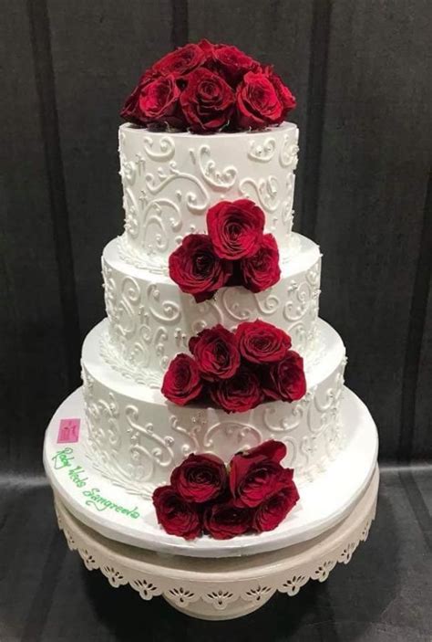 Red red roses | Wedding cake roses, Red rose wedding cake, Wedding cakes