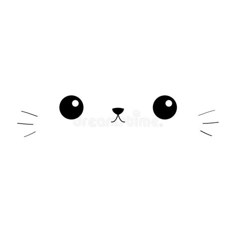 Cat Eyes, Nose, Moustaches. Cute Cartoon Kitty Character. Head Face ...