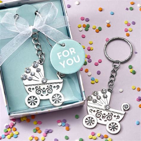 OH Baby Design Silver Metal Baby Carriage Key Chain - Famous Favors