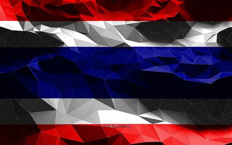 Thai flag, low poly art, Asian countries, national symbols, Flag of ...