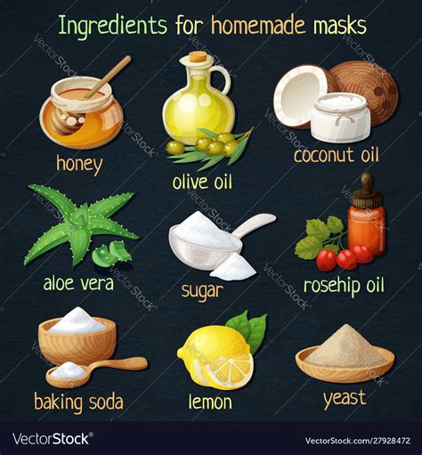 Natural mask ingredients for home face skin care Vector Image