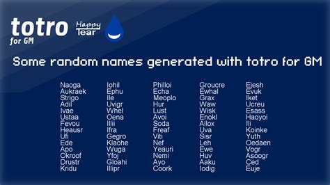 Totro - Random Name Generator by HappyTearParakoopa | GameMaker ...