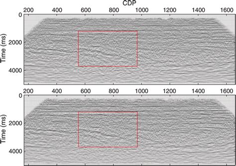 The seismic migration imaging profiles at inline 830 for schemes I ...