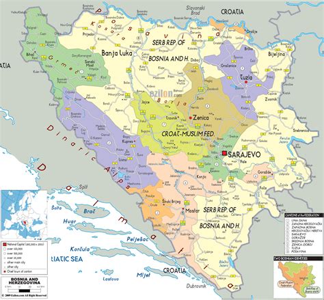 Political Map of Bosnia and Herzegovina - Ezilon Maps