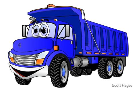 "Dump Truck 3 Axle Blue Cartoon" Greeting Cards by Graphxpro | Redbubble