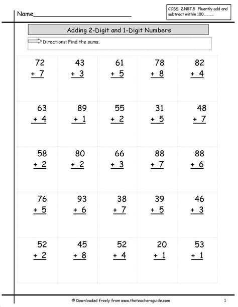 Teach child how to read: Printable Math Worksheets Double Digit Addition