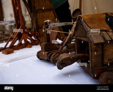 reproduction of a model of a medieval siege ram Stock Photo - Alamy