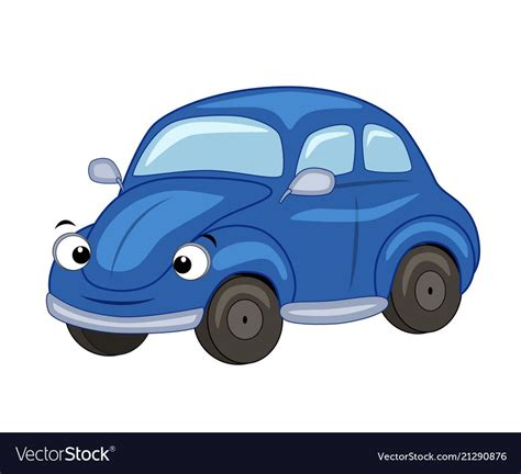 Cute cartoon blue car vector image on VectorStock | Car cartoon, Blue ...