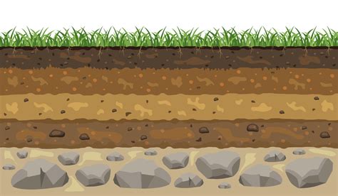 Soil layers. Cross section of the earth crust. Vector illustration of a ...