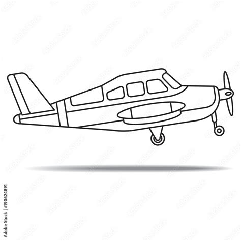 black outline propeller plane take off vector drawing Stock Vector ...