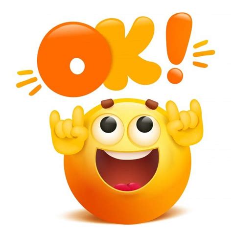 Premium Vector | Ok yellow emoticon cartoon funny emoji character in ...