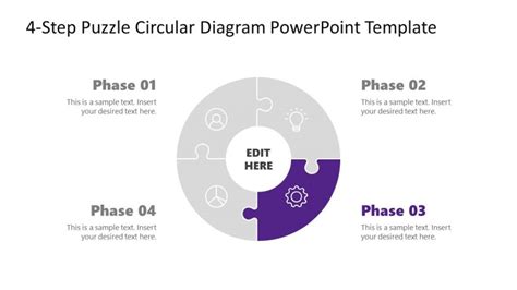 Template Slide for 4-Step Puzzle Circular Infographic Diagram - SlideModel