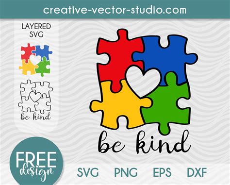 Free Autism Puzzle Heart SVG | Creative Vector Studio