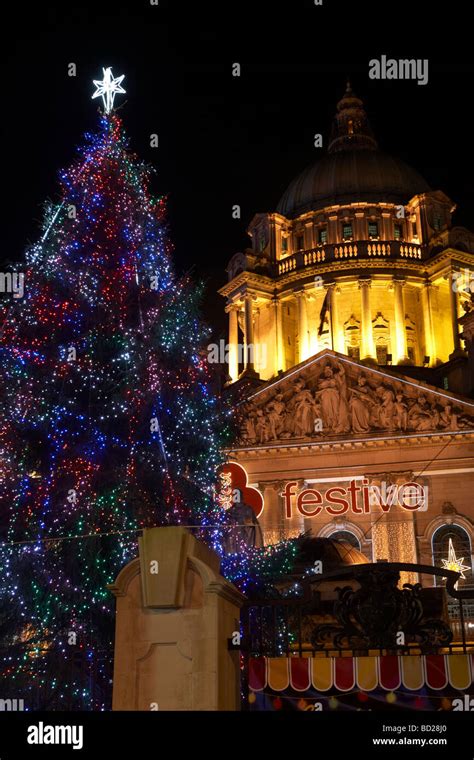 Christmas tree and christmas lights at Belfast City Hall Northern ...