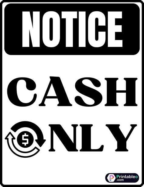 20+ Printable Cash Only Sign | Download FREE PDFs | Cash, Credit card ...