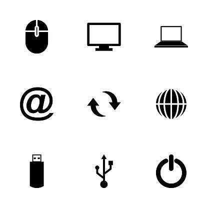 Vector Black Computer Icon Set Stock Clipart | Royalty-Free | FreeImages