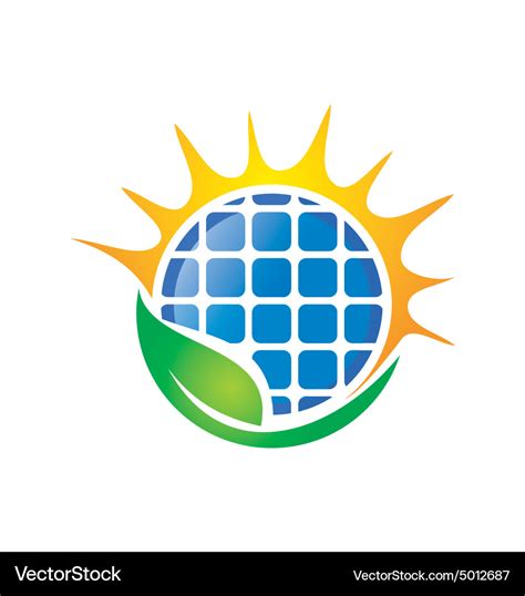 Eco solar energy logo Royalty Free Vector Image