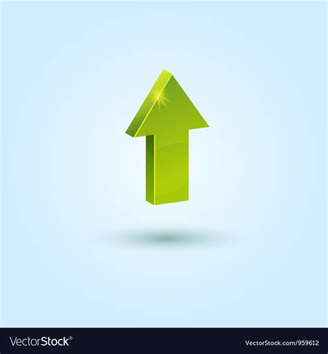 Green up arrow symbol isolated on blue background Vector Image