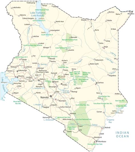 Map of Kenya - Cities and Parks - GIS Geography