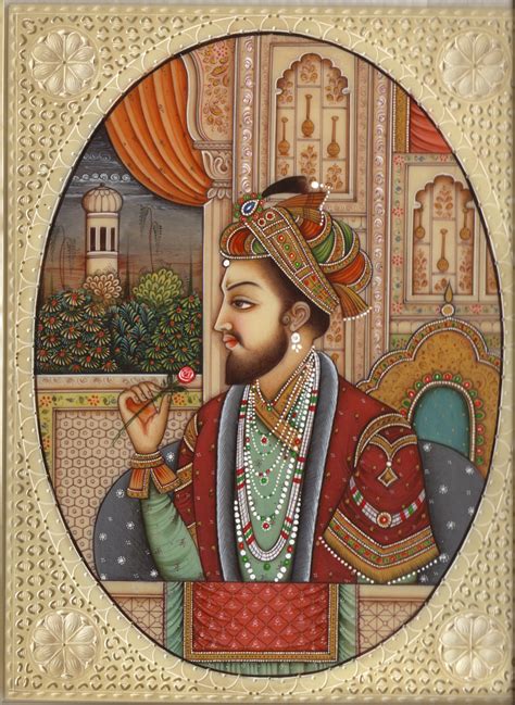 Shah Jahan Mumtaz Mahal Mughal Painting HandPainted Moghul Empire ...