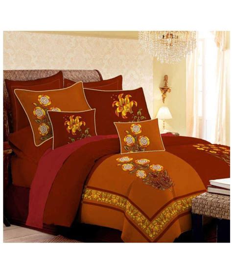 Bombay Dyeing King Cotton Brown Floral Bed Sheet Set of 8 - Buy Bombay ...