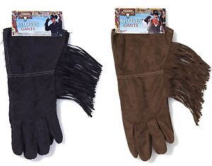 Mens Cowboy Gloves Faux Suede Costume Black or Brown Western Rodeo ...