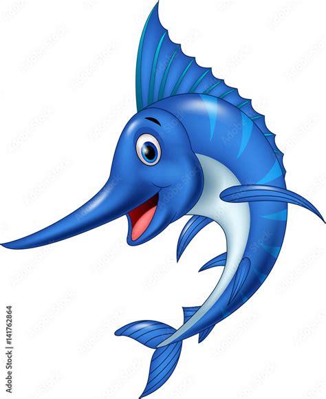 Cartoon swordfish isolated on white background Stock Vector | Adobe Stock