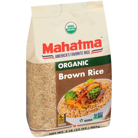 Mahatma Organic 100% Whole Grain Brown Rice 2 lb Bag - Walmart.com ...