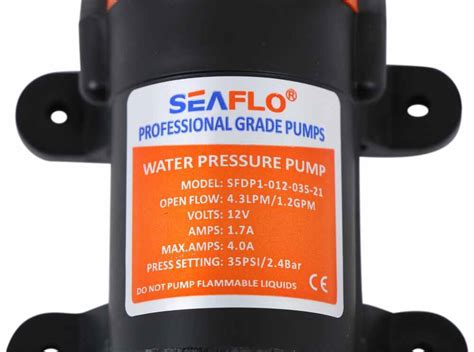 Seaflo Diaphragm Pump for Boats and RVs - Variable Flow - 1.2 GPM - 35 ...