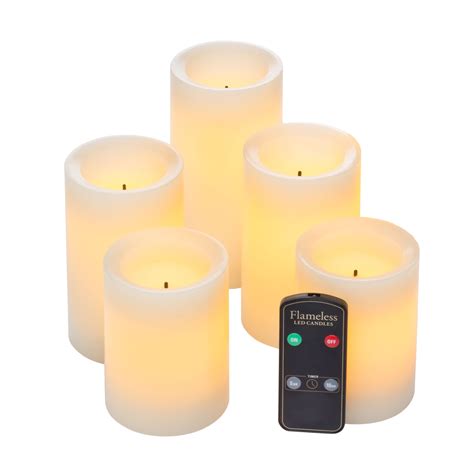 Batteries and Remote Control Timer Real Wax Flameless LED Candle Set