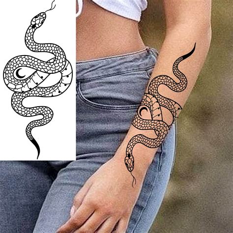 Goromon 10 Sheets Realistic Snake Temporary Tattoos For Women Men ...