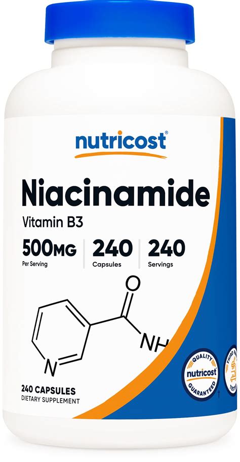 Buy cost Niacinamide ( B3) 500mg, 240 s - Non-GMO, Gluten Free, Flush ...