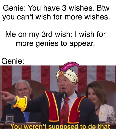 Genie You have 3 wishes Btw you cant wish for ... - Memegine