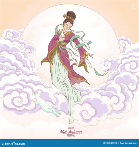 Chang E the Goddess of the Moon in Chinese Culture Stock Vector ...