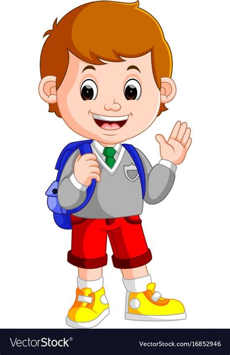 Cute little boy student posing,vector cartoon illustration,cartoon ...