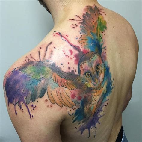 watercolor owl tattoo (2A) - KickAss Things