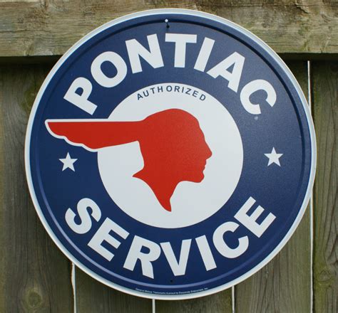 Pontiac Service Round logo vintage repro Tin metal Sign Man Cave Garage ...