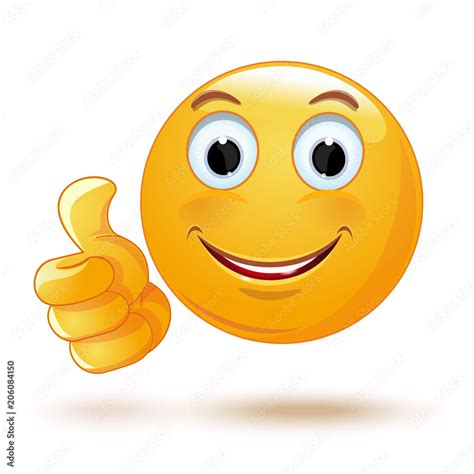 Smiley thumb up. Laik. Cool. Emoticon showing thumb up. Vector ...