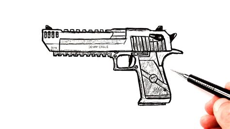 How to draw a pistol Desert Eagle | Easy Drawing Art - YouTube