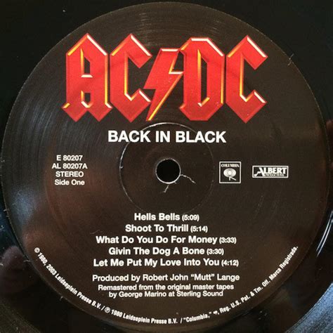 Ac/dc Back In Black Vinyl LP Album Reissue Remastered | Etsy