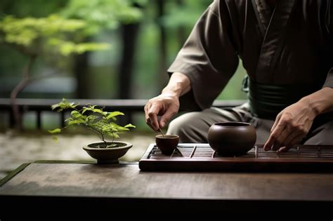 Premium AI Image | Traditional Japanese Tea Ceremony in Zen Garden