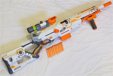 RARE Nerf White Whiteout Longstrike CS-6 Sniper Rifle Blaster Barrel ...